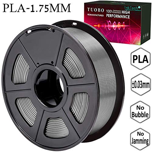 Tuobo PLA Filament 1.75mm with 3D Build Surface 200mm × 200mm 3D Printer Consumables, 1kg Spool (2.2lbs), Dimensional Accuracy +/- 0.05 mm, Fit Most DIY Printer and 3D Pen (Grey)