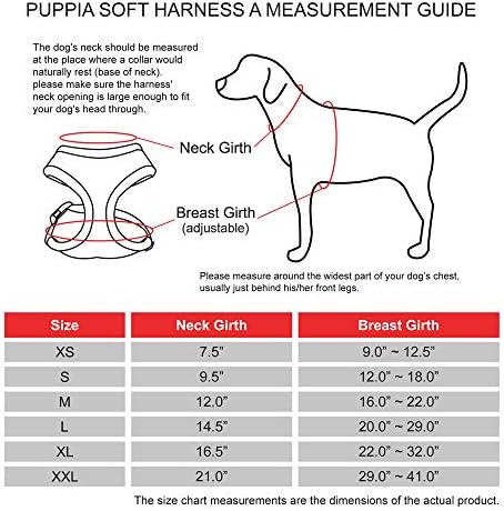 puppia harness size chart