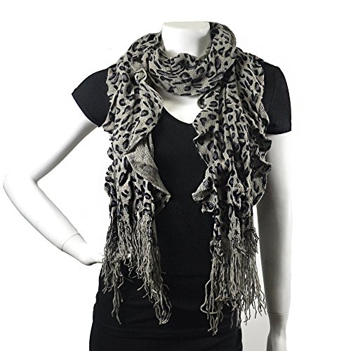 Purse babe Womens Net Chain Knitted Chunky Curly Scarf shawl With Lace And Fringe