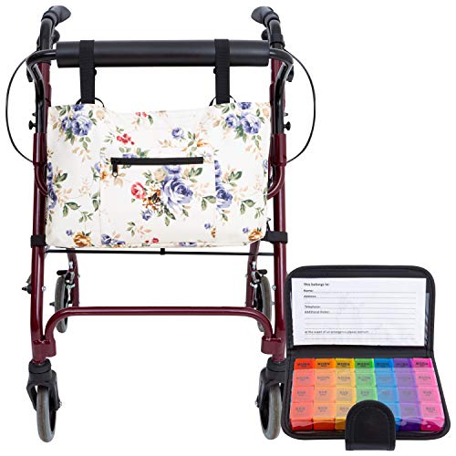 Rollator Walker Accessories with 7 Day Pill Organizer Box - Seniors Travel Storage Caddy Pouch Bags - Elderly Rollator Accessories with Weekly Medicine Case Container - Tote Holder Pockets & Pillbox - Thumbnail 7