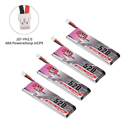 4pcs-520mAh-1S-38V-LiPo-Batterie-80C-HV-LiHv-Batterie-JST-PH-20-PowerWhoop-MCPX-Anschluss-fuer-Inductrix-FPV-Plus-EMAX-Tinyhawk-Micro-FPV-der-Drohne-etc