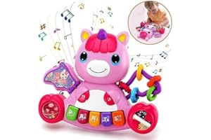 BLOVEAUTY Baby Piano Toy 6 to 12 Months Unicorn Light Up Music Baby Toys for 0 6 9 12 18 Months Interactive Early Learning Toys for Girls Christmas Birthday Gifts Toy for 1 Year Old Girls