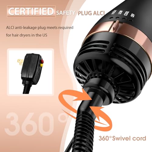 Natrial Hair Dryer Brush Blow Dryer Brush in One Hot Air Paddle Brush for Drying and Straightening, Volumizer Multi-Styler Smooth Curls for All Hair Types, Frizz-Free Blowout Brush for Salon Quality