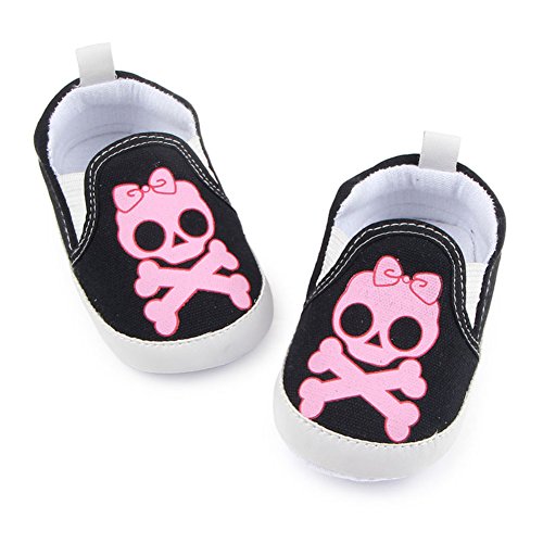 Fire Frog Baby Boys Girls Skull and Crossbones Boat Fashion Sneakers Halloween Costume Prewalker Shoes Black 6-12 Months