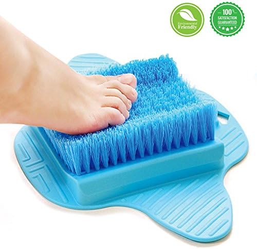Manafun Foot Massager Scrubber, Bathroom Feet Brush Cleaning Slipper Massage Scrubber With Sucker for Men and Women (Blue)