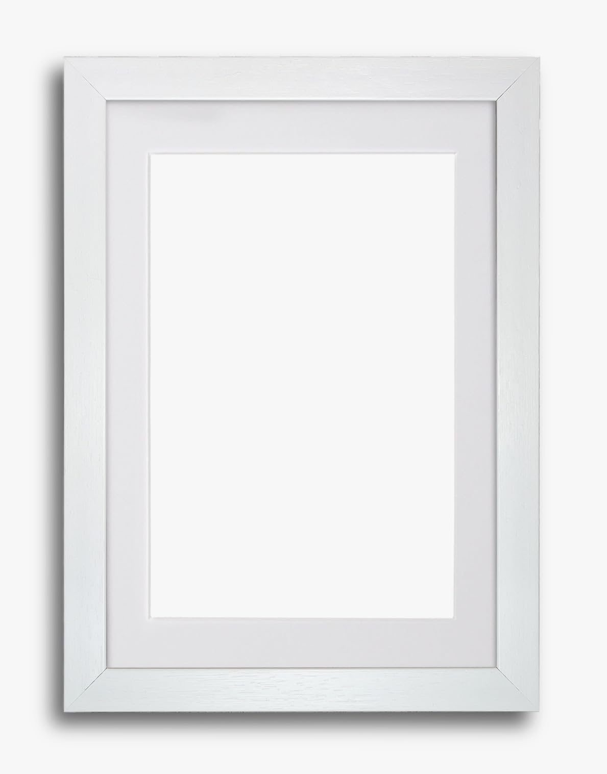 White Frame with White Mount Photo Frame | Picture Frame | Poster Frame with Moulding measures 19mm wide and 15mm deep and High Clarity Styrene Shatterproof Perspex Sheet - 16"X12" for 12"X10" picture