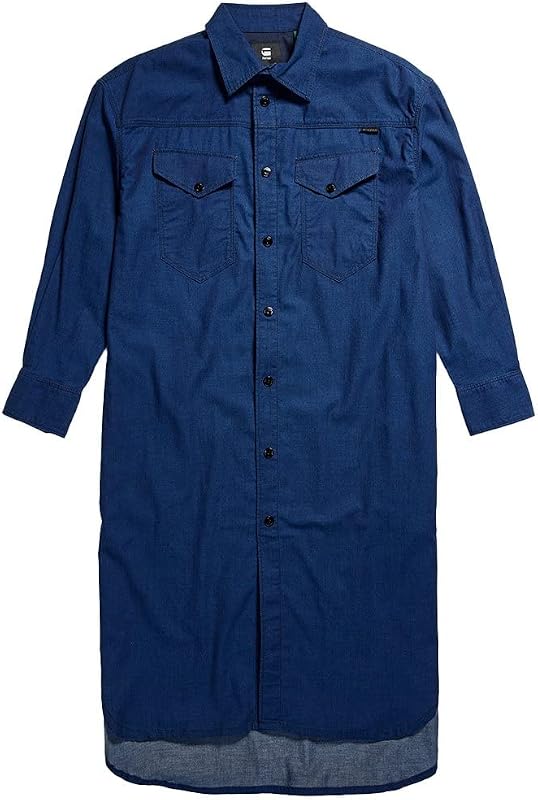 Donna Long Western Shirt Dress Evergreen, Blu (rinsed D22983-D309-082), XS