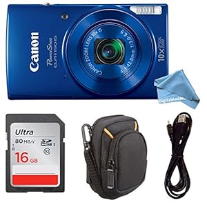 Canon PowerShot ELPH 190 Digital Camera COMPLETE BUNDLE w/ 10x Optical Zoom and Image Stabilization Wi-Fi & NFC Enabled + ELPH 190 Case + SD Card + USB Cable (Blue, 16GB)
