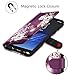 Galaxy Note 9 Case, Hocase PU Leather Full Body Protective Case with Credit Card Holders, Wrist Strap, Magnetic Closure for Samsung Galaxy Note 9 (2018) SM-N960 - Royal Purple/White Flowers