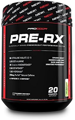 Pre Rx - Clinically Dosed, Scientifically Formulated Performance Pre Workout with 8 Trademarked/Patented Ingredients Naturally Flavored (Cotton Candy (20 Servings))