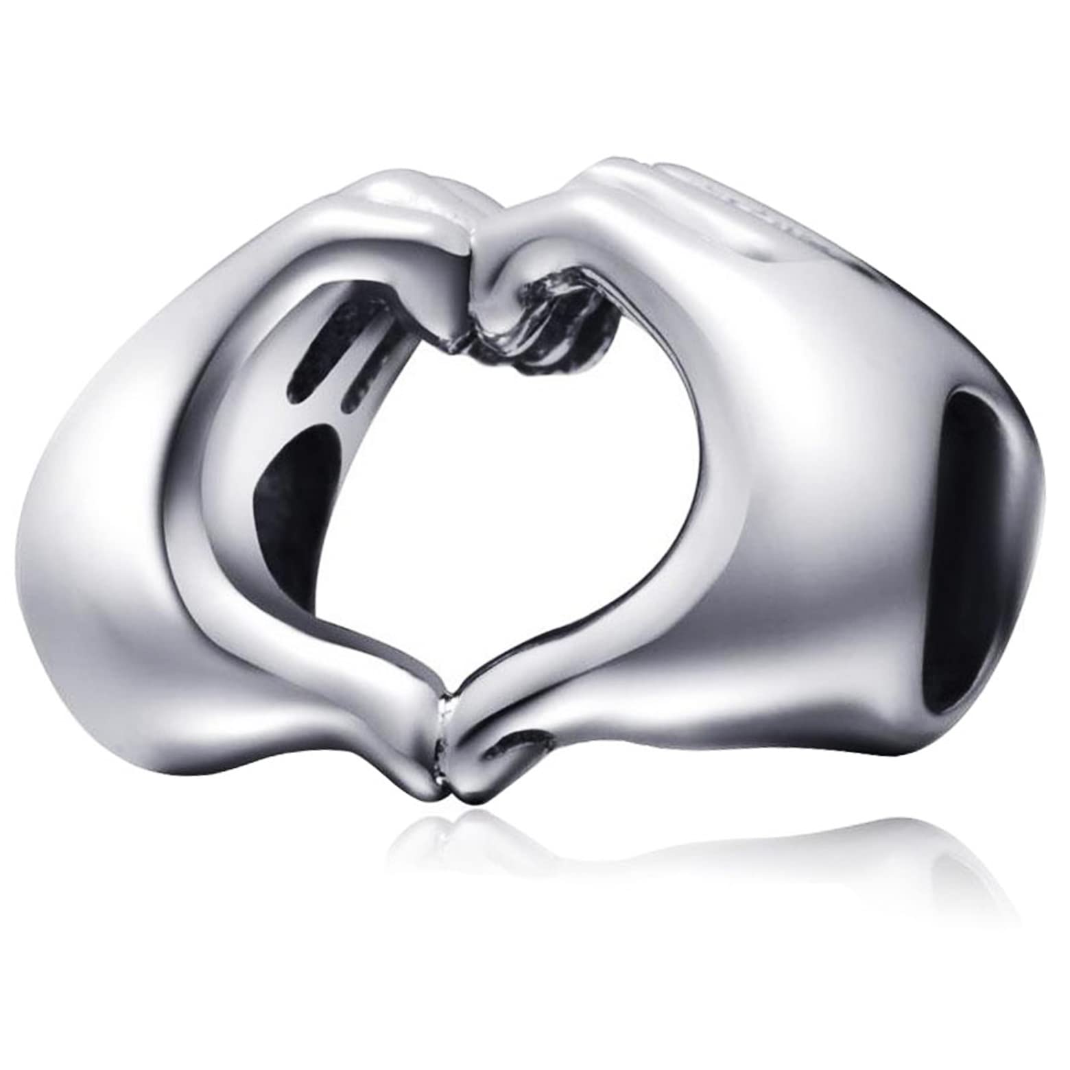 CRISNATA I Love You Hearts in Your Hands Charms, Fit Valentines Day Bracelet, 925 Sterling Silver Love Gesture Finger Bead, Gifts for Girlfriend/Boyfriend/Auntie/Niece