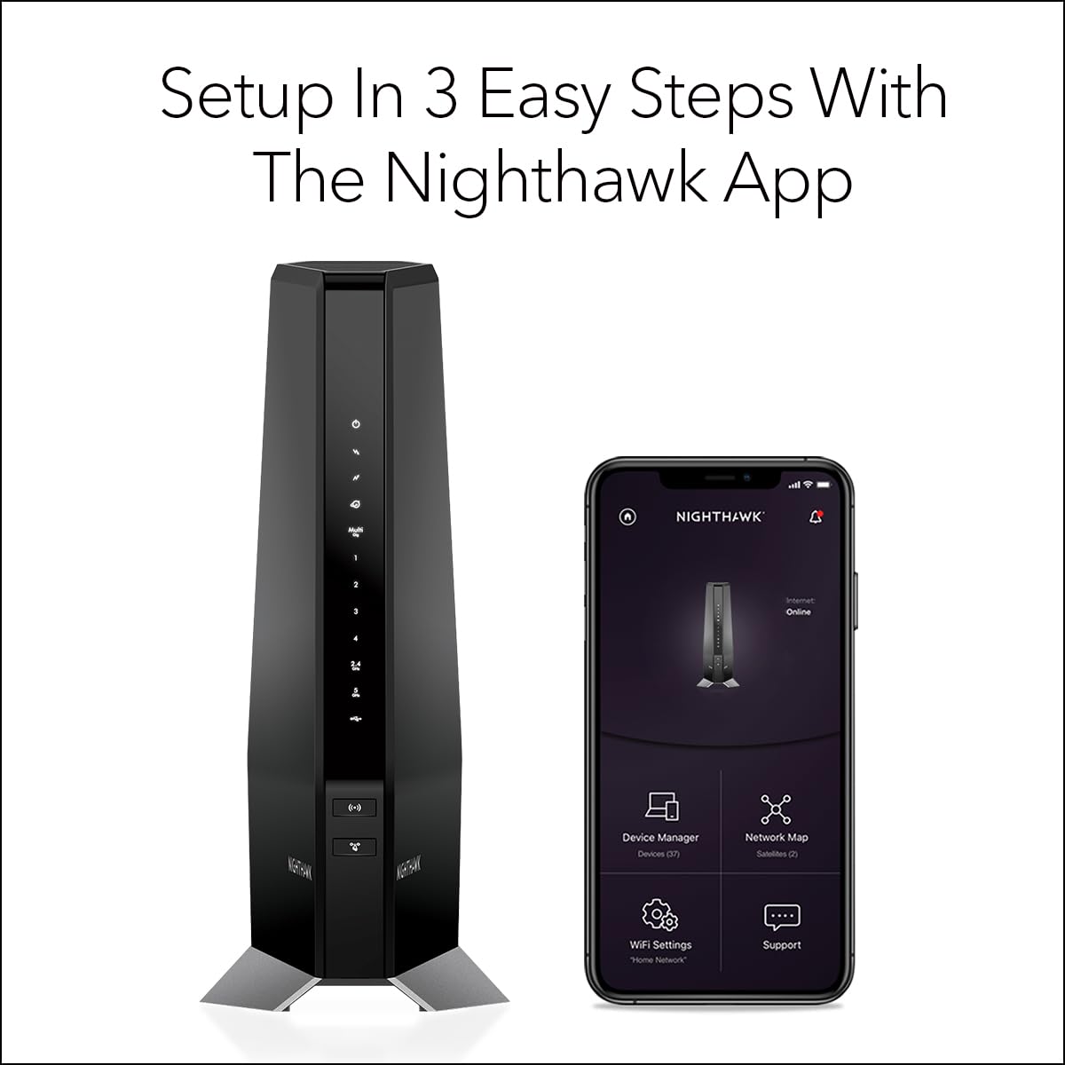 NETGEAR Nighthawk Cable Modem and WiFi 6 Router Combo (CAX80) - Compatible with All Major Cable Providers incl. Xfinity, Spectrum, Cox - Cable Plans up to 6Gbps - AX6000 WiFi 6 Speed - DOCSIS 3.1