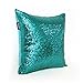 AMAZLINEN(TM) Decorative Glitzy Sequin & Comfy Satin Knit Pillow Cover 18 x 18 Pillow Covers,Hidden Zipper Design(Teal)