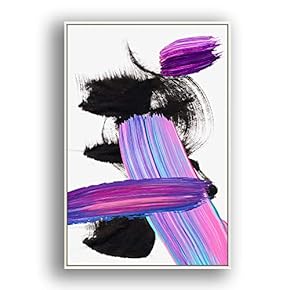 Framed Canvas Wall Art for Living Room, Bedroom Colored Brush Canvas Prints for Modern Home Decoration Ready to Hang - 16"x24" inches