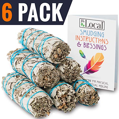 White Sage Smudge Sticks 4" Inch Smudging Wands 6 Bundles | Smudge Kit White Sage Incense Sticks for Home Cleansing (6 Pack)