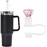 1Pc Pink Diamonds Straws Cover for Stanley 40&30 Oz Cup, 10mm Silicone Straws Covers Cap for Stanley Cup Accessories, Cute Topper for Tumblers,Cap Stopper for Reusable