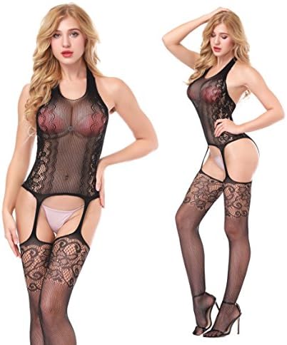 ROSELAN Women Sexy Fishnet Bodystocking Stretchy Hollow Out Mest Lingerie Plus Size Bodysuits