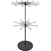 Polmart Heavy Duty Dual Heights (Stand & Tiers) Adjustable Countertop Spinner Display Stand (Black, 2-Tier)