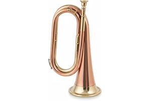 ARTIZANSTORE Solid Copper Bugle | Brass Bugle in Key of C | US Military Cavalry Horn | Historical Reenactment Instrument | 15.1 oz | 12.76 x 8.03 x 4.69 in | Gift for 'Up' Fans