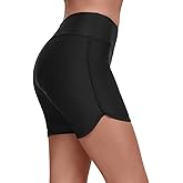 Yilisha Womens Tummy Control Swim Shorts Black Plus Size High Waisted Bikini Bottoms Swimsuit Shorts Swim Bottoms Swimwear