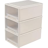 Neadas 13 Quarts 3 Packs Plastic Stacking Storage Drawers, Plastic Storage Drawer Unit