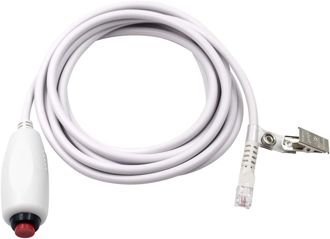 Maxhood Push Button Cord Cable for Nurse Station, Nurse Call Cord Telephone Modular Plug RJ11 6P4C Connector Cable with Bed Sheet Clip for Nurse Station Universal Replacement Call Cord, 9.8feet/3m