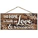 This Home is Built on Love Distressed Look 5 x 10 Wood Plank Design Hanging Sign