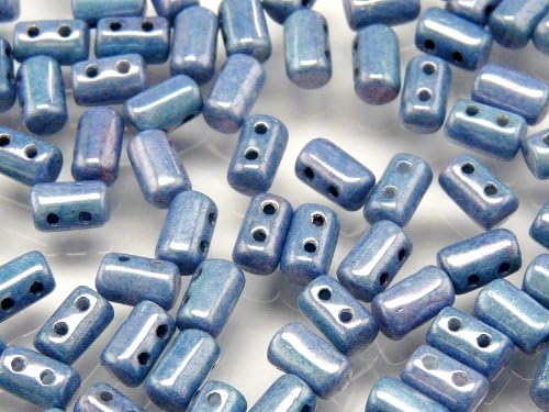 Czech Glass Two-Hole Seed Beads RULLA 3x5mm 20gram CHALK BLUE LUSTER