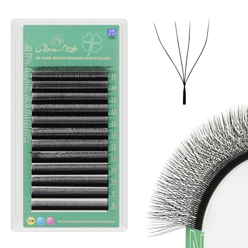 GLAMLASH Eyelash Extensions 4D 0.07mm D Curl 7mm Hair to Hair Premade W Shape Professional Eyelash Extensions (4D,0.07D,7mm)