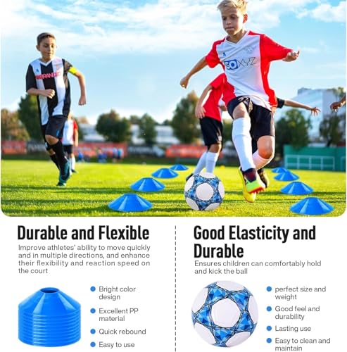 MIAOKE 1/2 Pcs Portable Soccer Goal of 4X3 FT for Backyard, Portable Football Goal Training Equipment with Football Cones, Carry Bag, Practice Net for All Ages Games, Sports