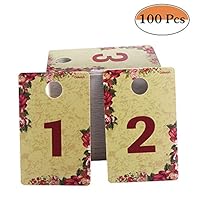 QVQQ Live Sale Plastic Number Tags Reusable Normal and Reverse Mirror Image Coat Hanger Cards for Facebook Live Sales and Lularoe Supplies, Consecutive Numbers(001-100) (Romantic Vintage Rose)