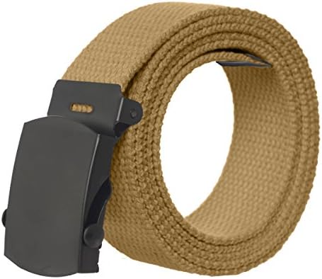 Canvas Military Style Belt with Black Buckle – Buff