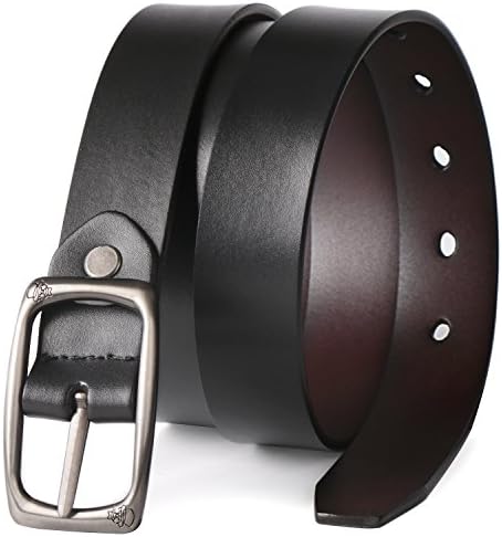 Reversible Women Leather Belt for Jeans, Fashion Adjustable Ladies Belt 1 1/8 Inch width Solid Pin Buckle by MoAnBee