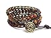 Carolyn Jane's Celtic Knot Bracelet Leather Picasso Jasper Beaded Wrap (Goldish Bronze Button)