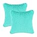 Pack of 2 CaliTime Super Soft Throw Pillow Covers Cases for Couch Sofa Bed, Solid Plush Faux Fur 18 X 18 Inches, Turquoise