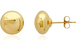 14K Gold Stud Earrings for Women | Yellow Solid Gold Flat & Full Ball Earrings with Gold Butterfly Backs | 4MM-8MM Hypoallergenic Real 14K Button Ball Studs for Women & Men by MAX + STONE