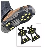 Retop Ice & Snow Grips Over Shoe/Boot Traction Cleat Rubber Spikes Anti Slip 10-Stud Crampons Slip-on Stretch Footwear- Portable – Sizes: S/M/L/XL