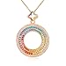 Qianse *DUBAI Eye* Double-Sided Rainbow Crystals & Ferris Wheel Rose Gold Plated Pendant Necklace