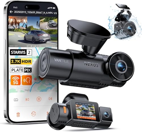 VANTRUE N4S Triple STARVIS 2 Car Dashcam 2.7K+2.5K+2.5K Front and Rear, 5GHz WiFi Infrared GPS Camera, 3 Canuax HDR 360°, French Voice Control, 15s Pre-Recording, Max 1TB