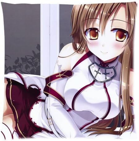 Japan Anime Cartoon Sword Art Online Sexy Yuuki Asuna Custom Throw Pillow Pillowcase DIY Cushion Case Roomy in Size 18 * 18 Inch