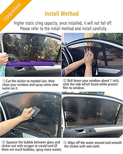 Lecone Upgraded Car Window Shade, 2nd Generation Reusable Perforated Static Cling Tint Film, Electrostatic Self-Adhesive Sun Blocker Screen for Vehicle, Protect Your Baby Kid & Keep Cool(Pack of 2) - Thumbnail 5