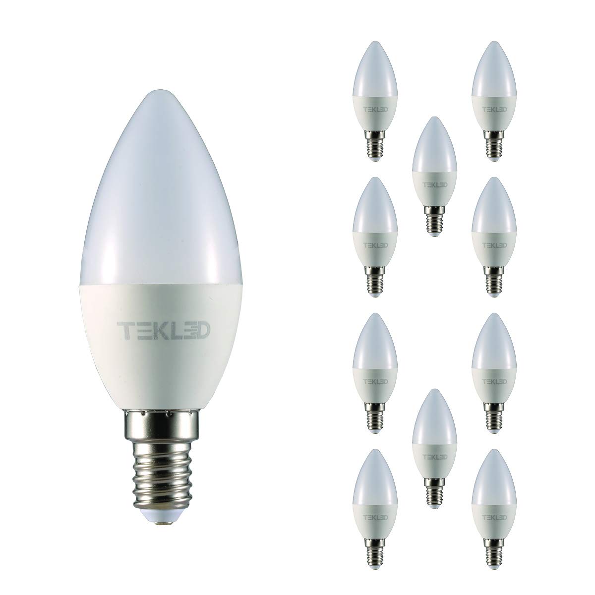 TEKLED® C37 LED Candle Bulbs | E14 Small Edison Screw | Energy Saving 5W Light Bulb 40W Incandescent Bulb Equivalent | 6500K 400 LM NONDIMMABLE | 10-Pack | Daylight