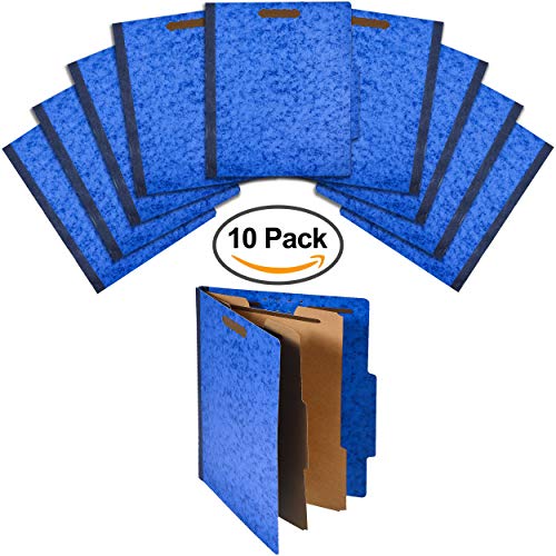 Pack of 10 Classification Folders w/ 2 Dividers - 6 Sections File Folder w/ 2” Expansion for Letter Size Paper 2 Prongs Pressboard Organizer for Law Client Files, Medical Files, Office Reports