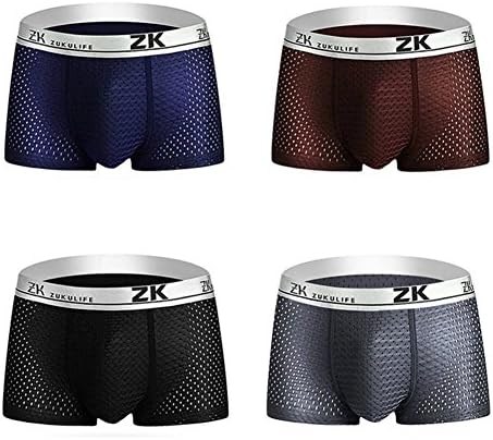 Ice Silk Men's Underwear, Breathable Ice Silk Boxers Soft Mesh Boxer Briefs Trunks