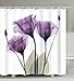 Ao blare Purple Flower Shower Curtain Violet Floral Decor Polyester Fabric Bathroom Set with Hooks 72X72Inch (Purple)