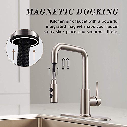 Kitchen Faucet with Pull Down Docking Sprayer Brushed Nickel,Stainless Steel Kitchen