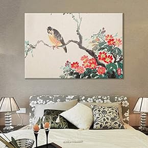 of Bird Perched On Orange Flowers Oriental Style