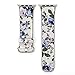 YOSWAN Bracelet for Apple Watch, National Black White Floral Printed Leather Watch Band 38mm 42mm Strap for Apple Watch Flower Design Wrist Watch Bracelet (White+ Blue Flower, 38mm)