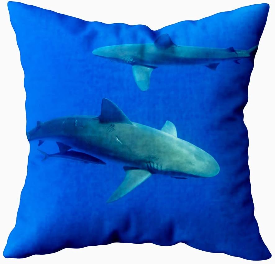 KIOAO 20X20 Pillow Case, Standard 20X20Inch Soft Square Throw Pillowcase Covers Fall Pillow Cover Sharks Hawaii Oahu Printed with Both Sides,Halloween