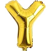32 inch Letter Balloons Gold Alphabet Number Balloons Foil Mylar Party Wedding Bachelorette Birthday Bridal Shower Graduation Anniversary Celebration Decoration (32 INCH GOLD Y)